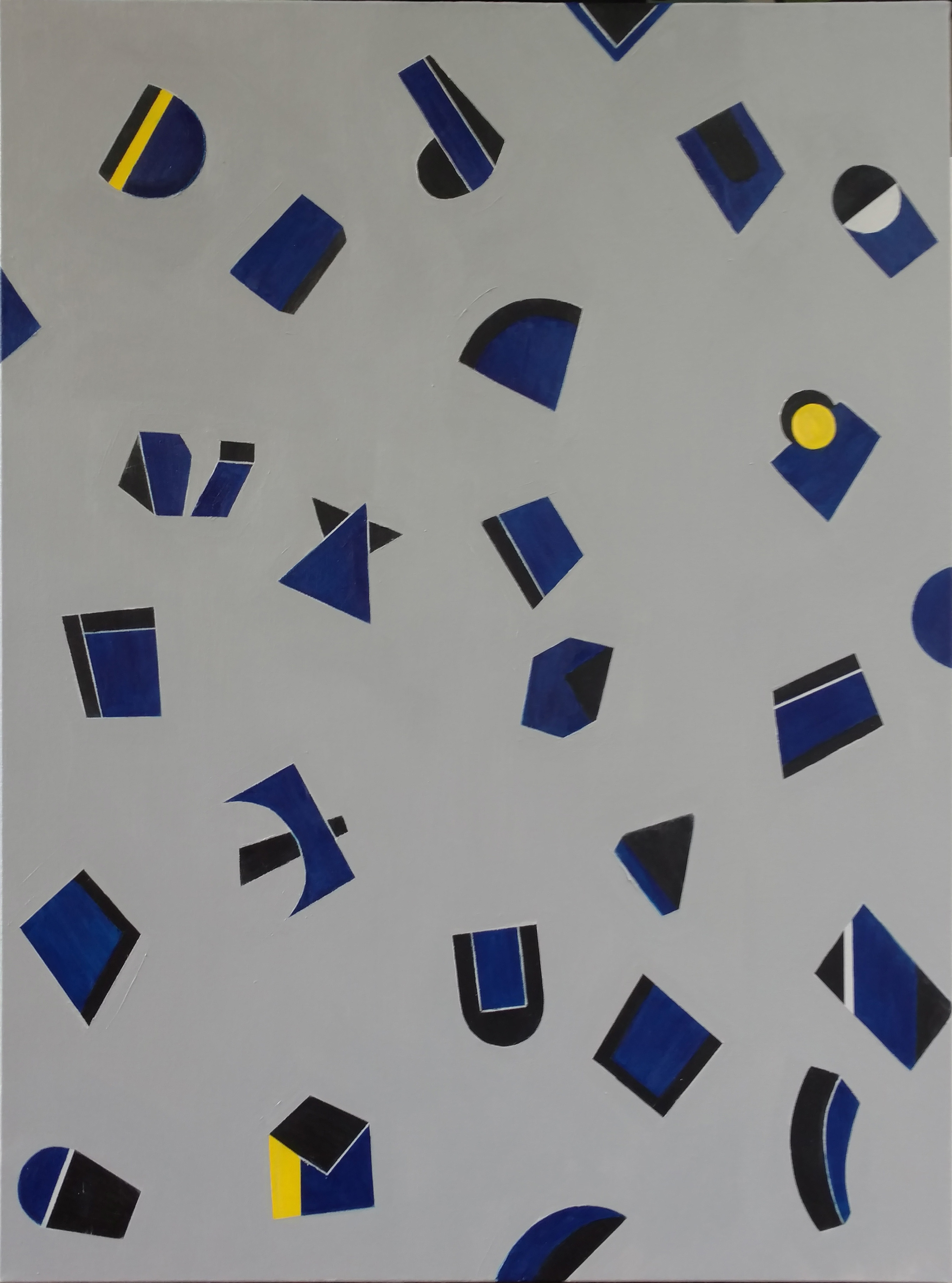 Falling Shapes Against Grey